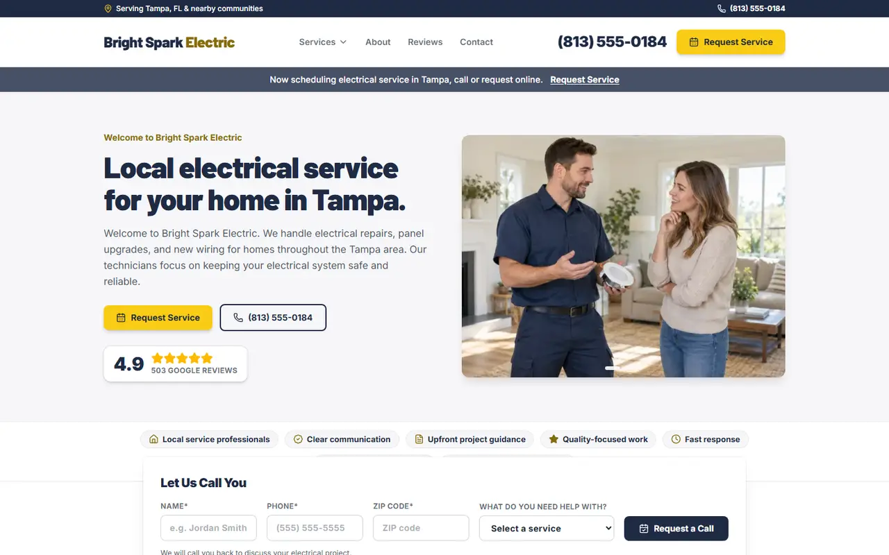 Electrical demo website, design A