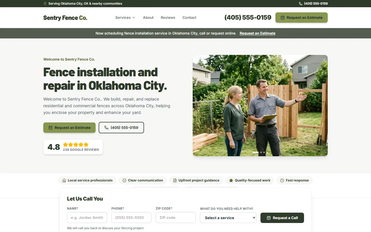 Fencing demo website, design A