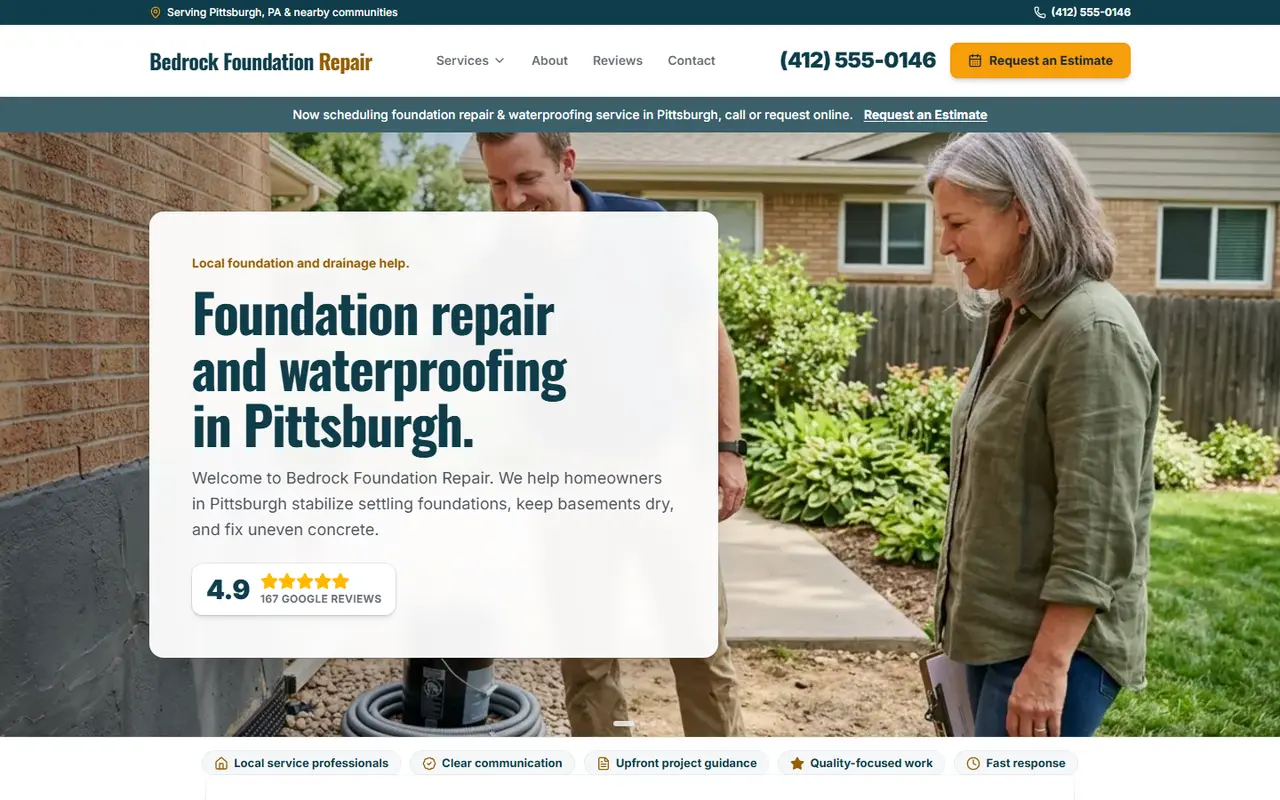 Foundation & Waterproofing demo website, design A