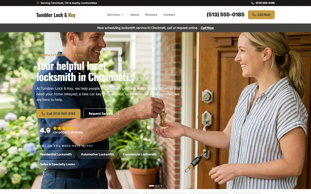 Locksmith demo website, design A