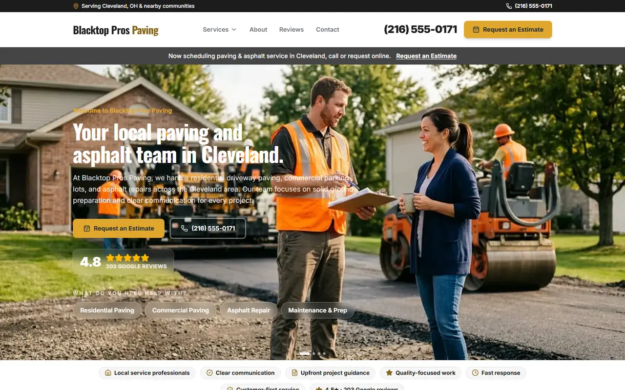 Paving & Asphalt demo website, design A