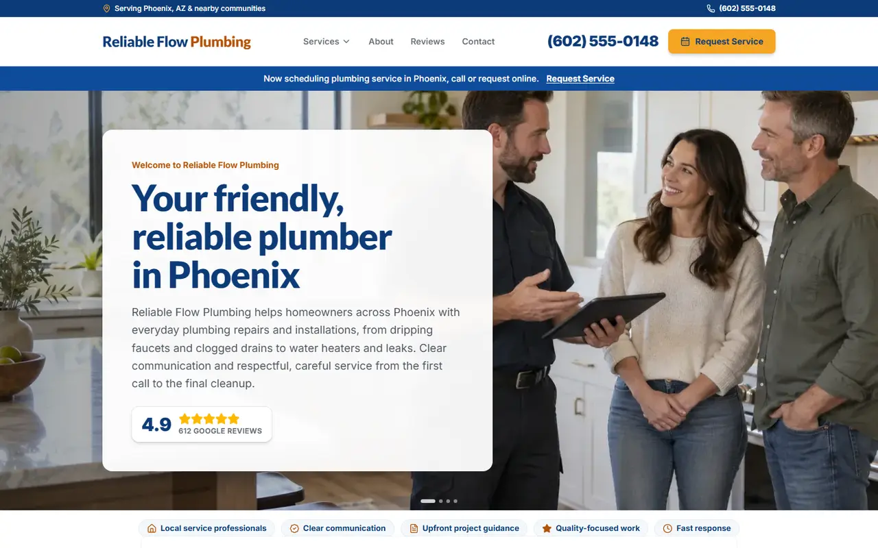 Plumbing demo website, design A