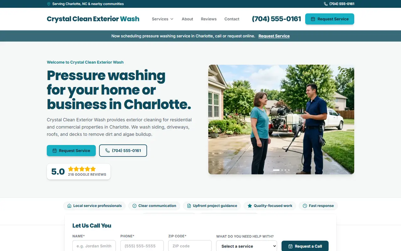 Pressure Washing demo website, design A