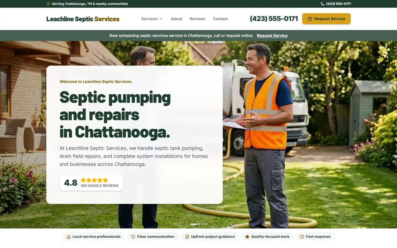 Septic demo website, design A