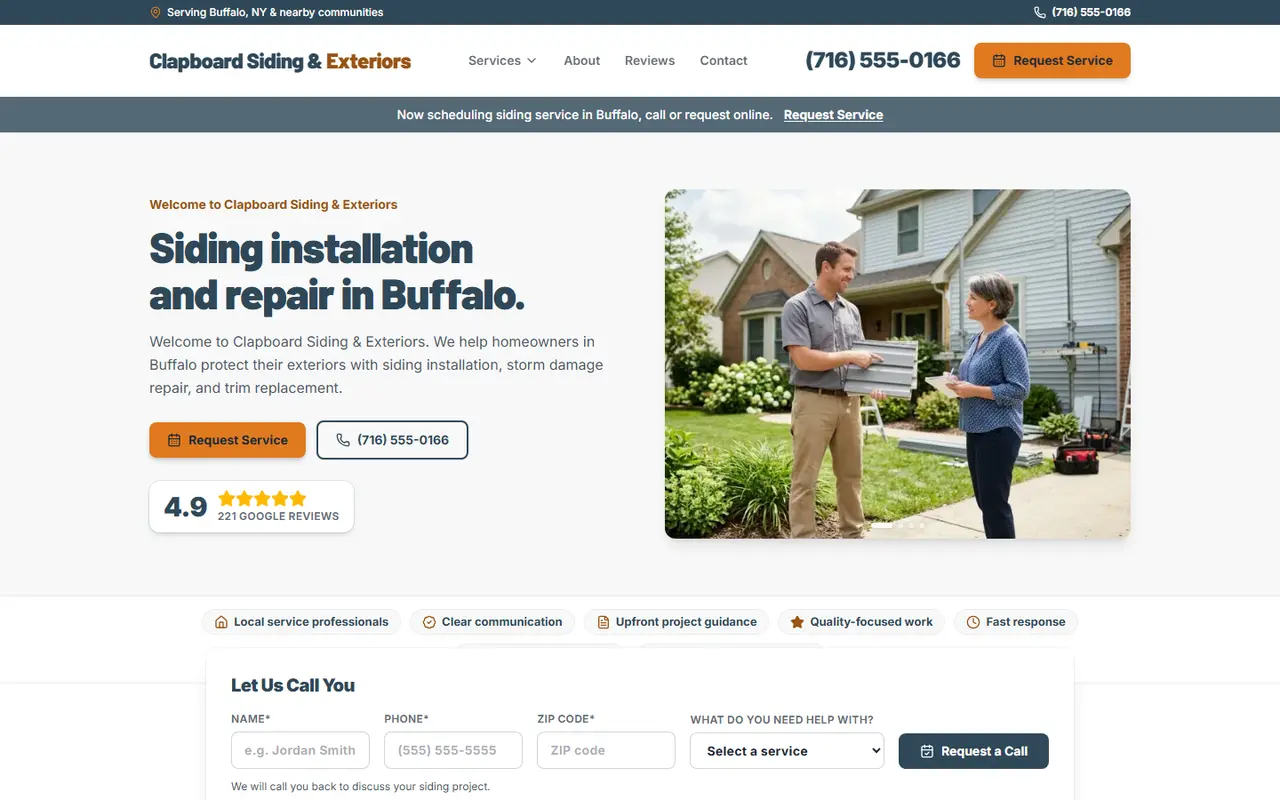 Siding demo website, design A