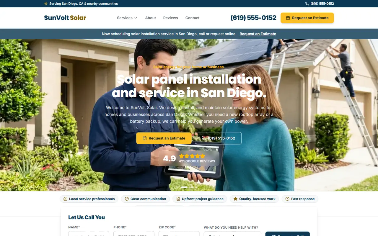 Solar demo website, design A