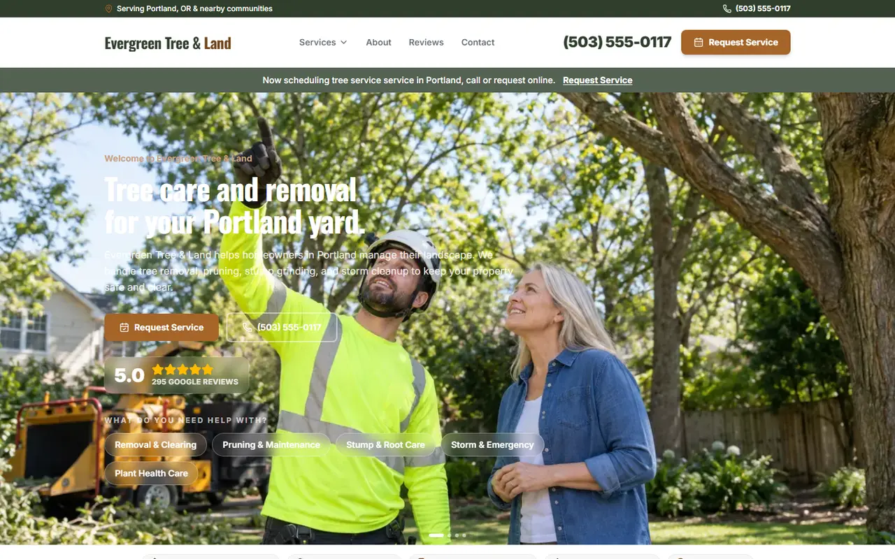 Tree Service demo website, design A