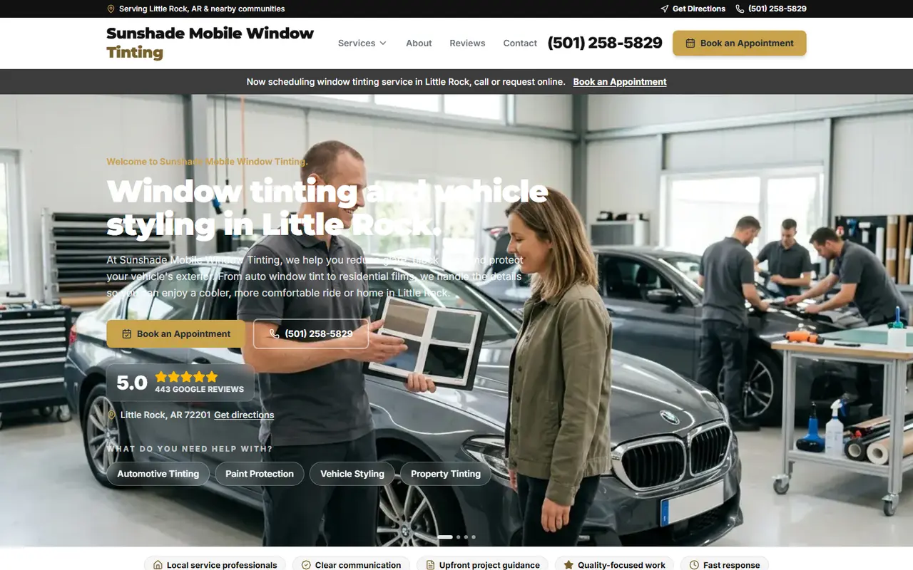 Window Tinting demo website, design A